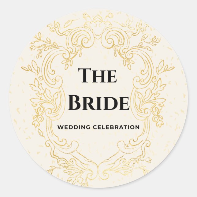 The Bride - Gold vintage frame sheet of stickers (Devant)