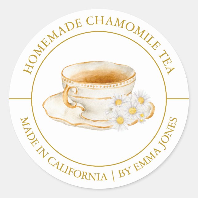 Thé Chamomile étiquette moderne (Devant)
