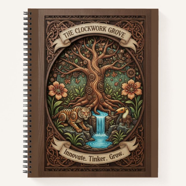The Clockwork Grove Mechanical Nature Wood Journal (Devant)