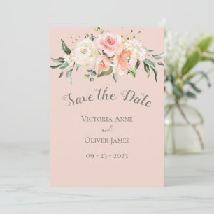 The Date Aquarelle rose pâle Mariage floral romantique Save
