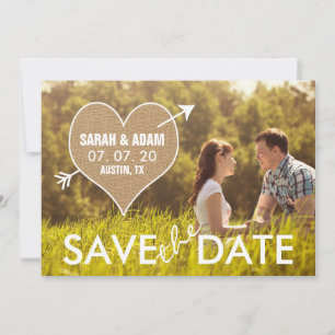 The Date Cœur de toile de jute Annonce rustique de Save t