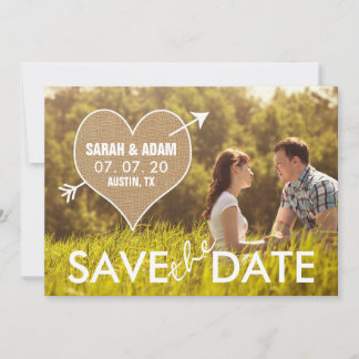 The Date Cœur de toile de jute | Annonce rustique de Save t