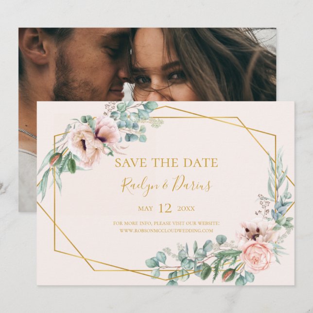 The Date Élégant flou | Photo Pastel Horizontal Save (Devant / Derrière)