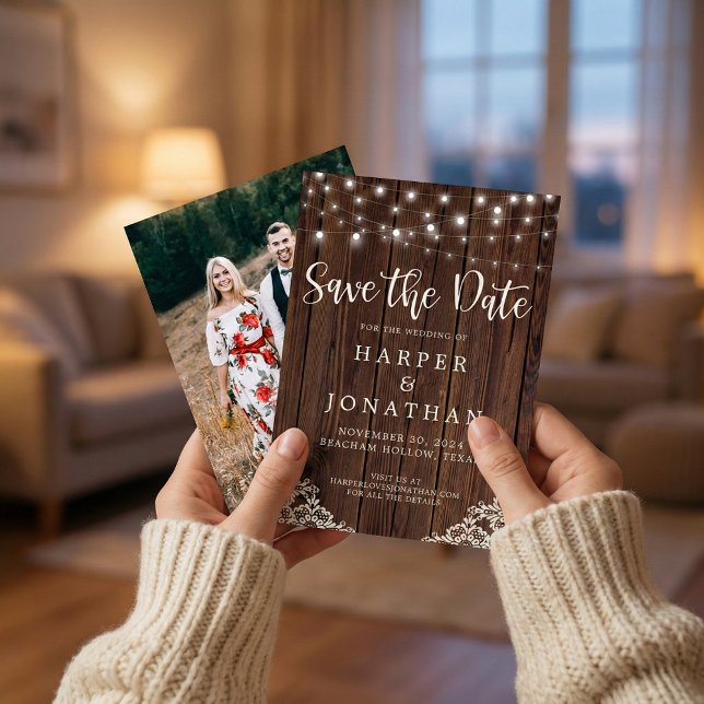 The Date Guirlande Lumineuse en Bois Rustique Mariage Save  (Créateur téléchargé)