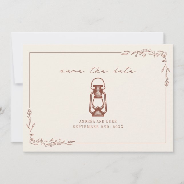 The Date Lanterne Rustique Vintage Terracotte Mariage Save  (Devant)