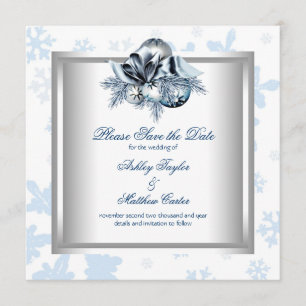 The Date Mariage d'hiver flocon de neige bleu blanc Save th