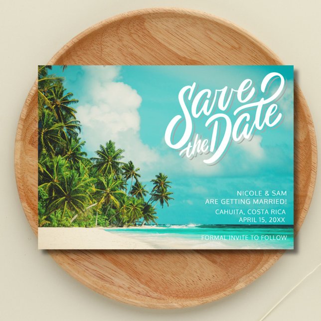 The Date Mariage Tropical sur la Plage au Costa Rica Save T (Costa Rica Tropical Beach Wedding Save The Date)