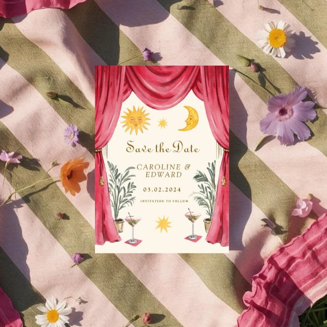 The Date Whimsical handpainted Celestial Folk Wedding  Save (Créateur téléchargé)