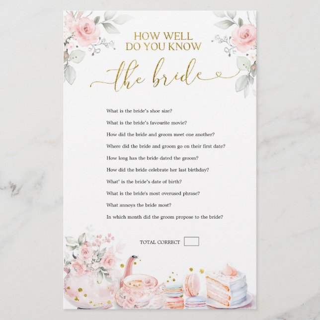 Thé de mariage rose - Dans quelle mesure connaisse (Devant)