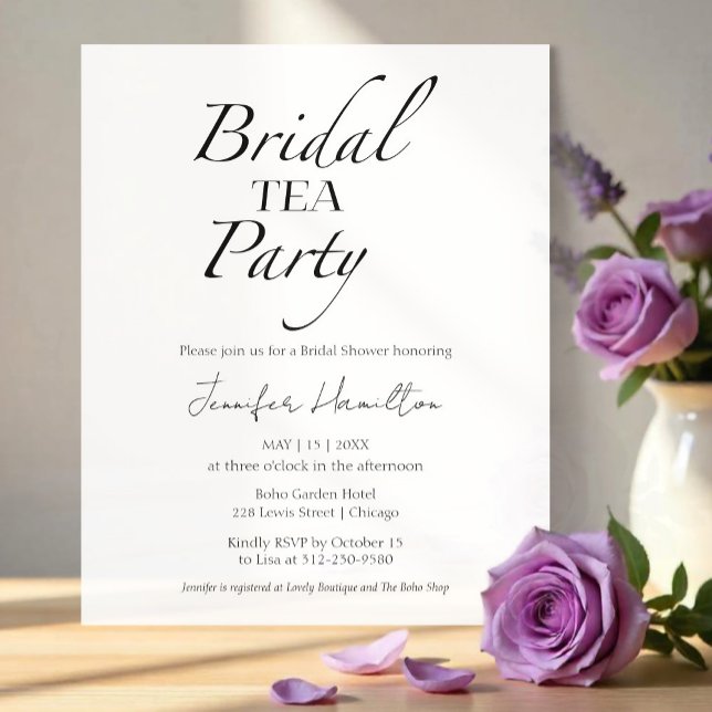 Thé de mariée | Fête des mariées noire et blanche (Créateur téléchargé)