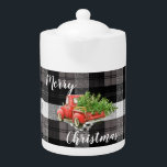 Thé de Noël Rouge Camion XMAS Plaid Blanc<br><div class="desc">Pot de thé Noël XMAS</div>