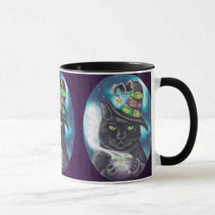Thé de tasse de café de chat noir de tasse de chat