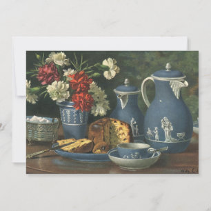 Thé et café de l'après-midi vintage, gâteau, fleur