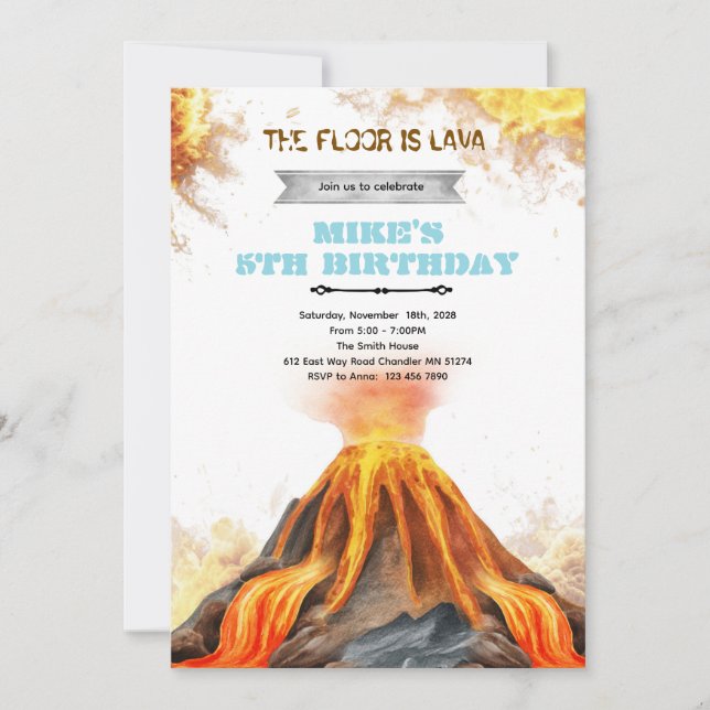 The Floor is Lava birthday party invitation (Devant)