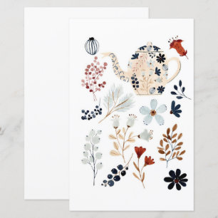 Thé floral aquarelle à découper et coller