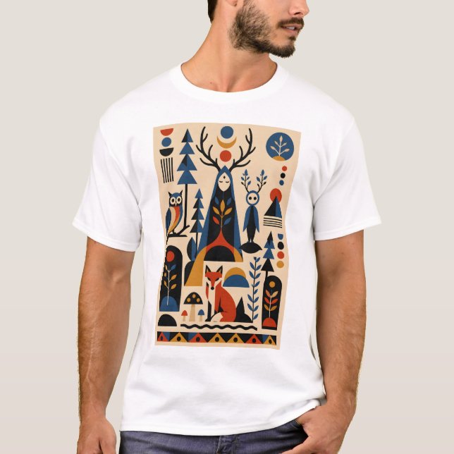 The Forest Remembers – Geometric Art T-Shirt (Devant)