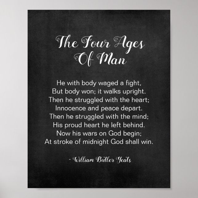  The Four Ages Of Man Poem Black and White Poster (Devant)