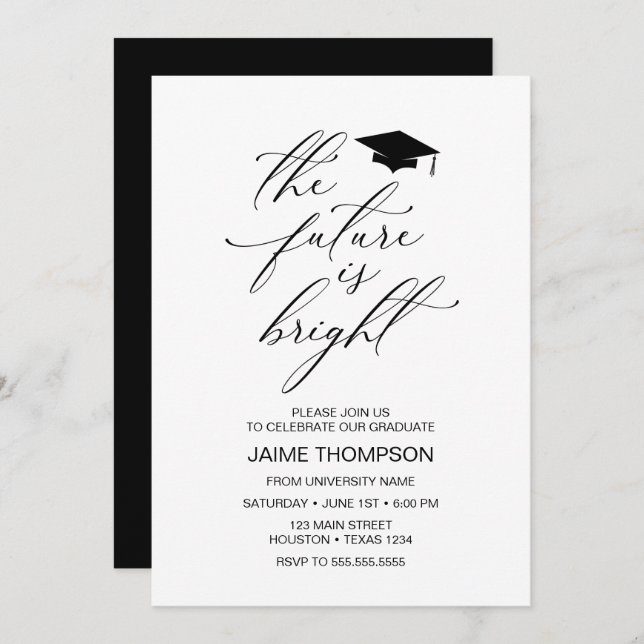 The future is bright Modern Graduation Invitation (Devant / Derrière)