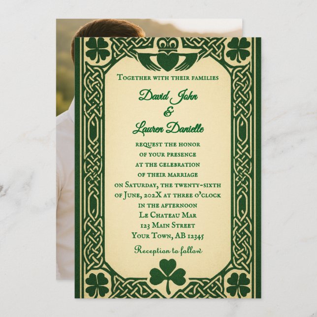 The Gaelic Seal Photo Wedding Invitation (Devant / Derrière)