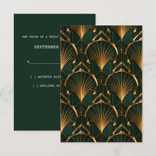 The Gatsby Wedding RSVP Card (Devant / Derrière)