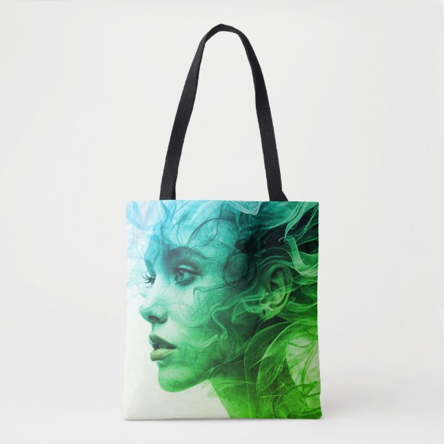 The Girl In the Smokey Swirls on Reusable Tote Bag (Devant)