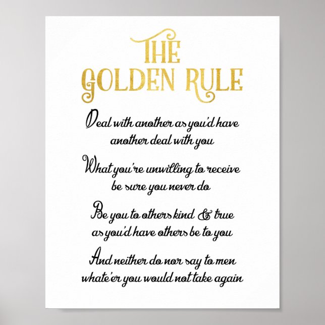 The Golden Rule Poster - Do Unto Others Proverb (Devant)