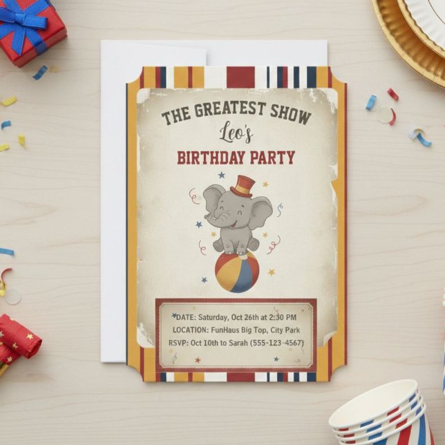 The Greatest Show | 1st Birthday Circus Invitation (Créateur téléchargé)