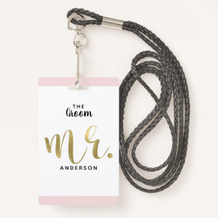 The Groom Mr Gold Wedding Party VIP Pass Badge
