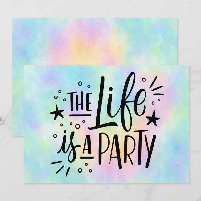 "The Life Is a Party" Celebration Invitation – Fun (Devant / Derrière)