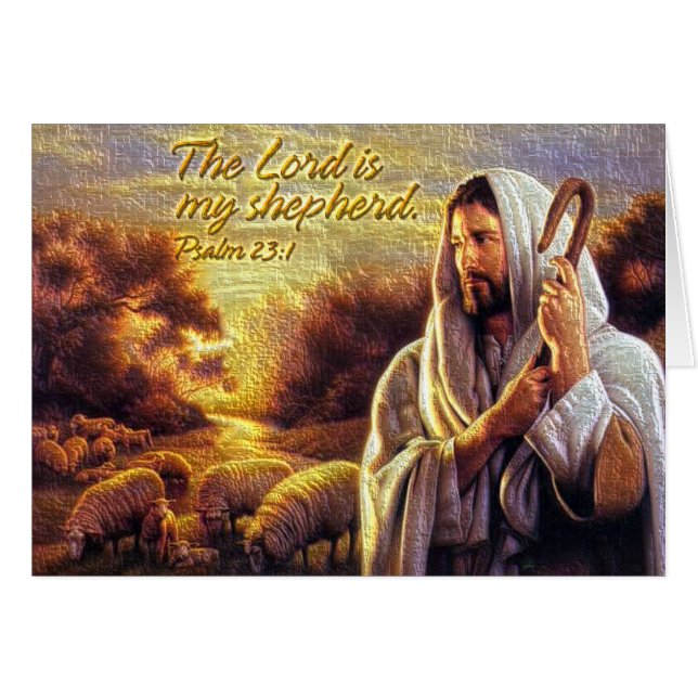 The Lord is my shepherd Psalm 23:1 Card (Devant horizontal)