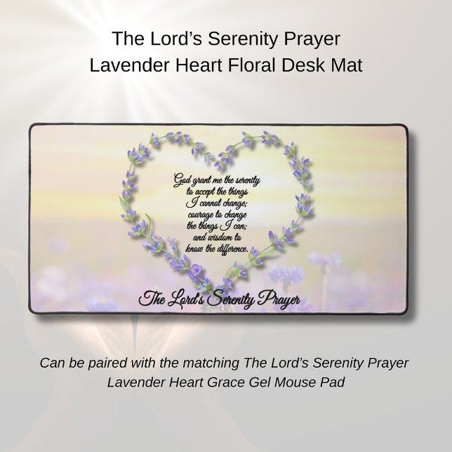 The Lord’s Serenity Prayer Lavender Heart Floral  (The Lord's Serenity Prayer Desk Mat)