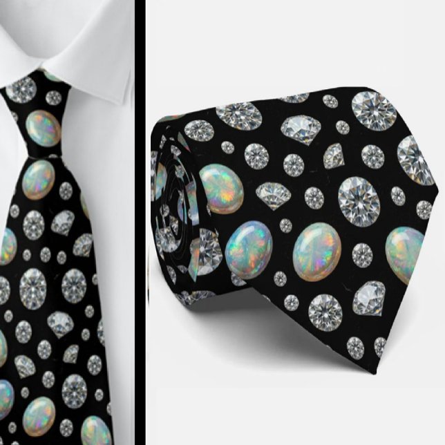 The Luxury Man | Cravate noire à diamants et opale (Créateur téléchargé)