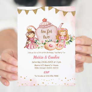 Thé pour deux frères et soeurs Invitation d'annive