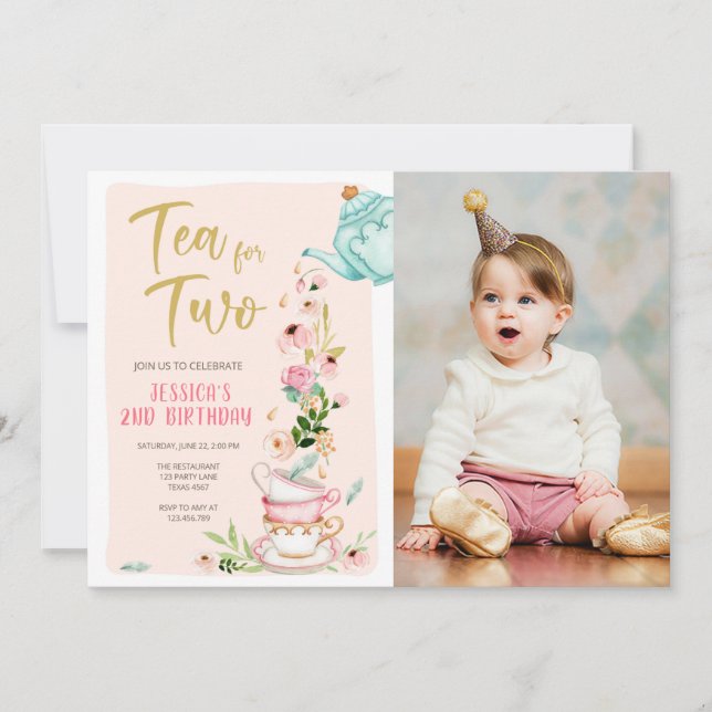 Thé pour deux invitations anniversaire Floral Tea  (Devant)