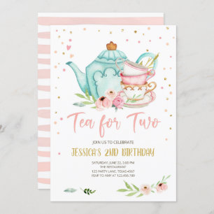Thé pour deux Invitations d'anniversaire Floral Te