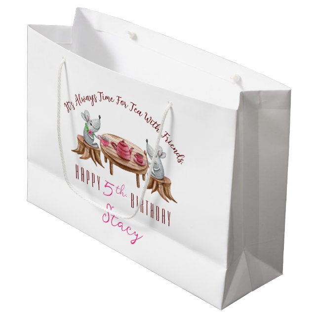 Thé Pour Deux Sac Cadeau Personnalisé - Grand, Lus (Devant Angle)