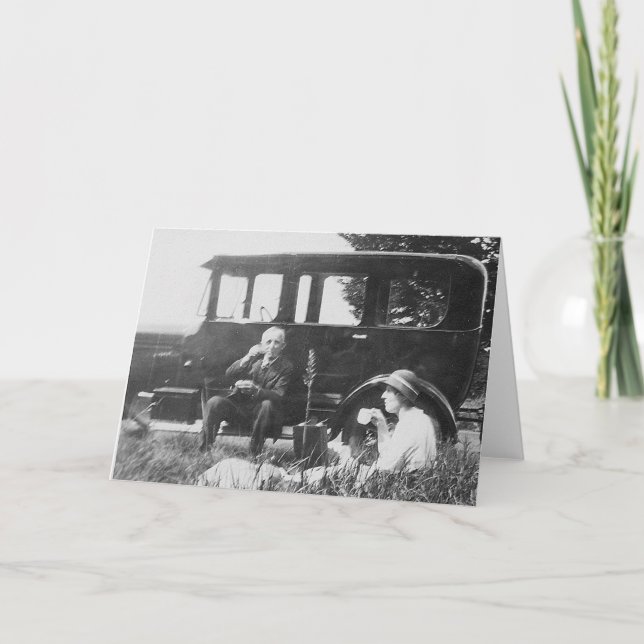 Thé Pour Deux Vieux Image Noir & Blanc - Carte De  (Devant)