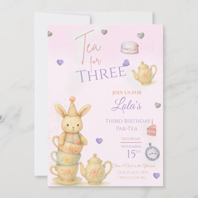 Thé Pour Trois Anniversaire Invitation, Invitation (Devant)