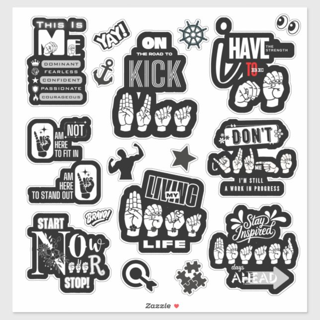 THE POWER OF ME — ASL-Inspired Sticker Manifesto (Feuille)