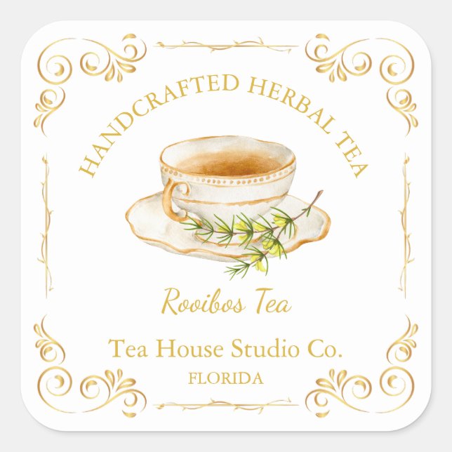 Thé Rooibos Vintage Étiquette Carrée (Devant)
