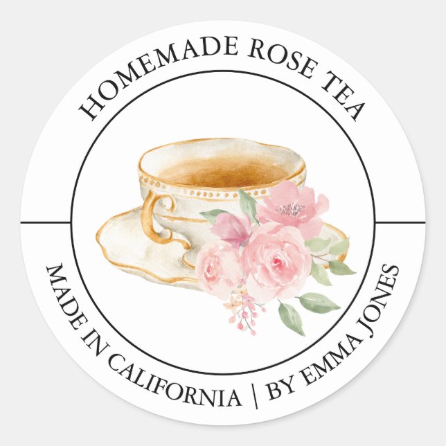 Thé rose étiquette moderne (Devant)