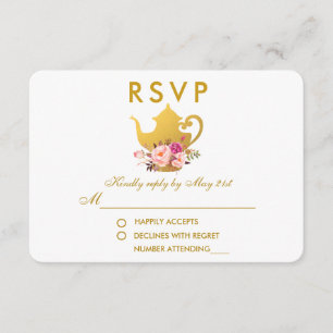 Thé rose floral RSVP de Fête de la mariée d'or