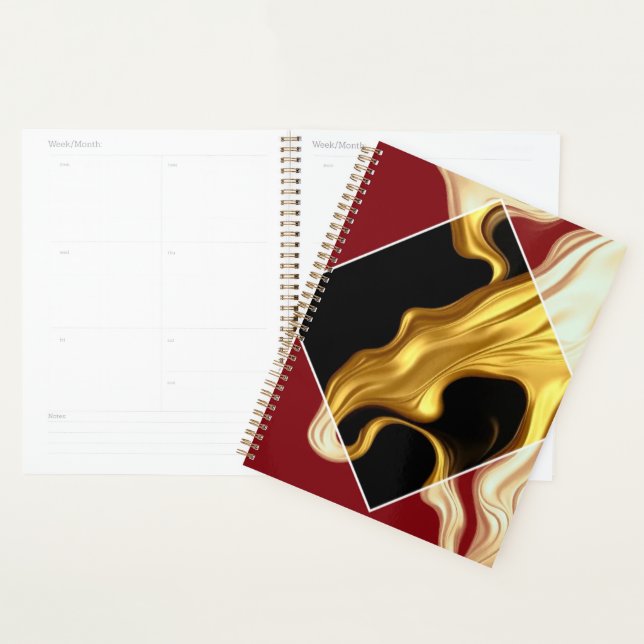 The Royal Flow Planner: Regal Crimson & Gold QR (Devant avec enveloppe)