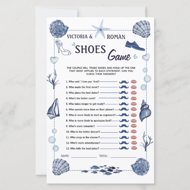 The Shoe Game Bridal Shower Nautical Wedding  (Devant)