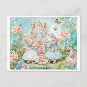 Thé sur carte postale de jardin