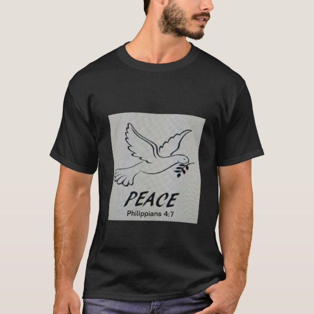 The T-Shirt features our logo dove and scripture. (Devant)