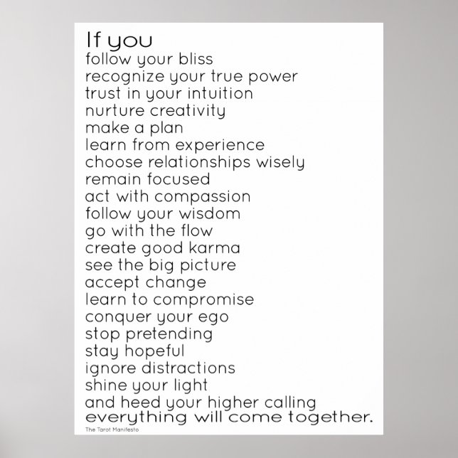 The Tarot Manifesto Poster (Devant)