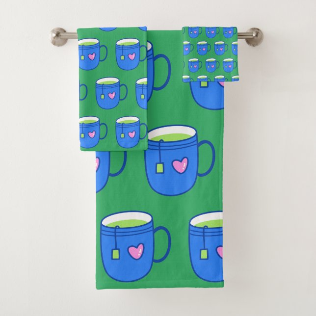 Thé vert Matcha en Motif clair Mug bleu (En situation)