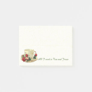 Thé victorien et notes post-it Roses