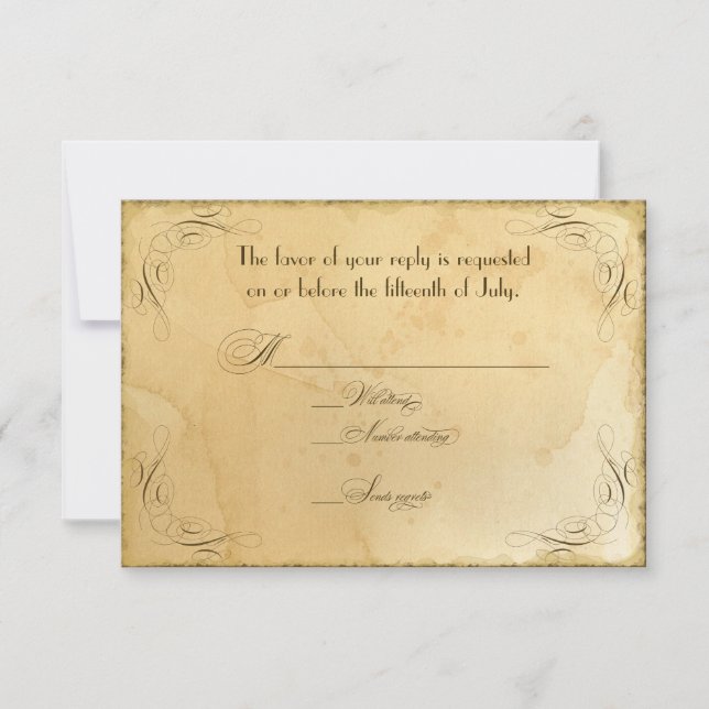 Thé vintage Élégant Nuit Mariage RSVP (Devant)